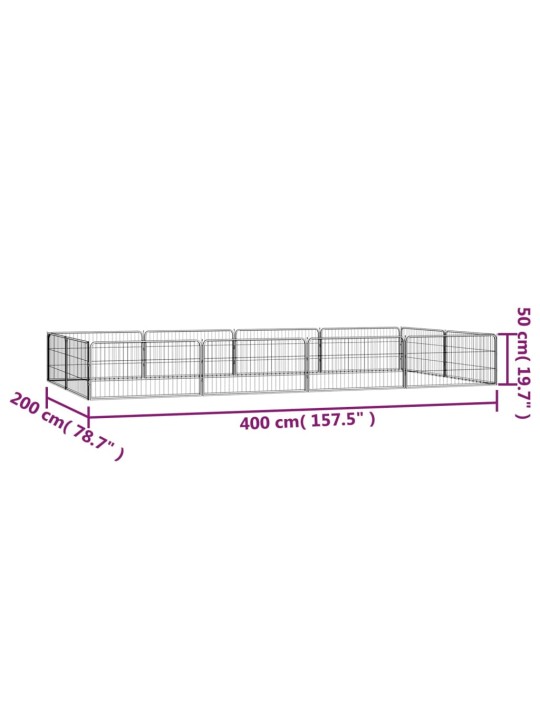 12 paneeliga koera mänguaed must 100x50 cm pulbervärvitud teras