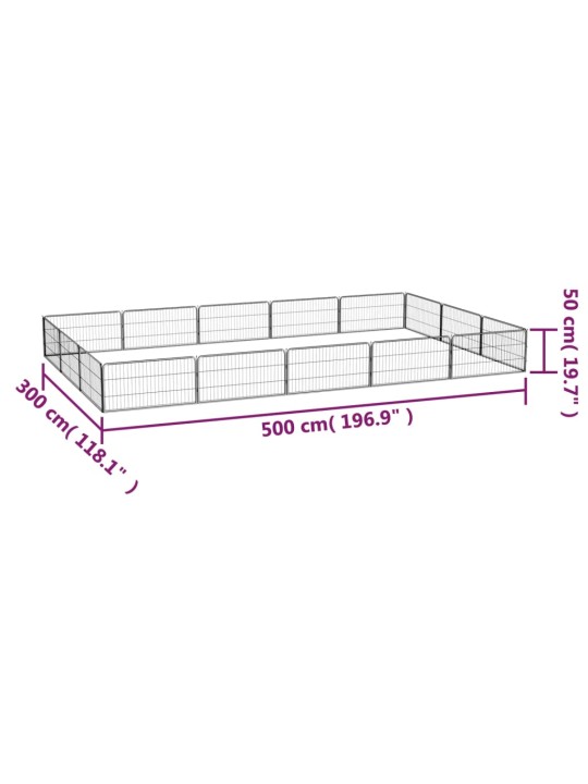 16 paneeliga koera mänguaed must 100x50 cm pulbervärvitud teras