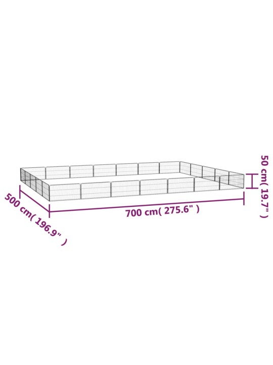 24 paneeliga koera mänguaed must 100x50 cm pulbervärvitud teras