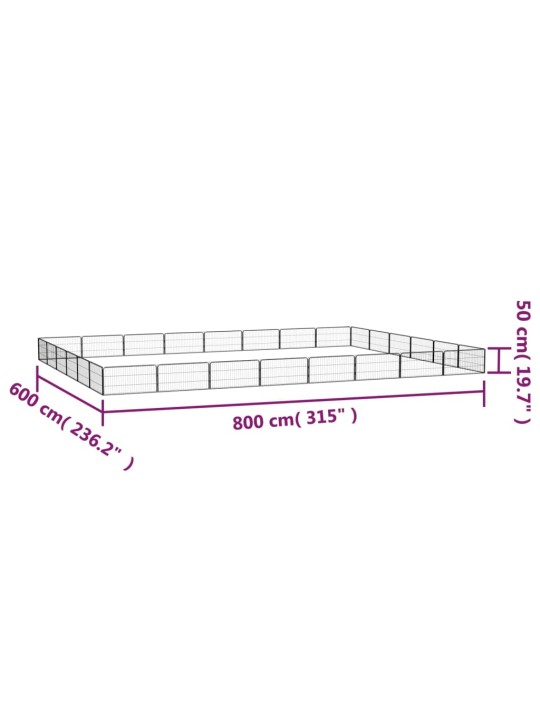 28 paneeliga koera mänguaed must 100x50 cm pulbervärvitud teras