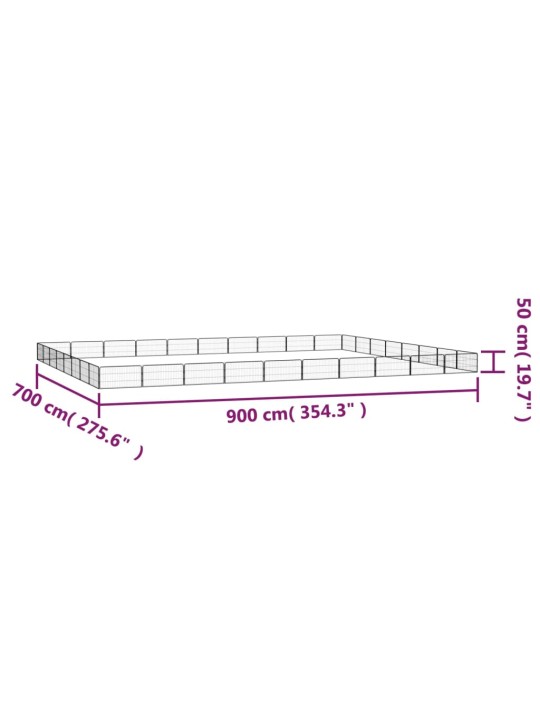 32 paneeliga koera mänguaed must 100x50 cm pulbervärvitud teras