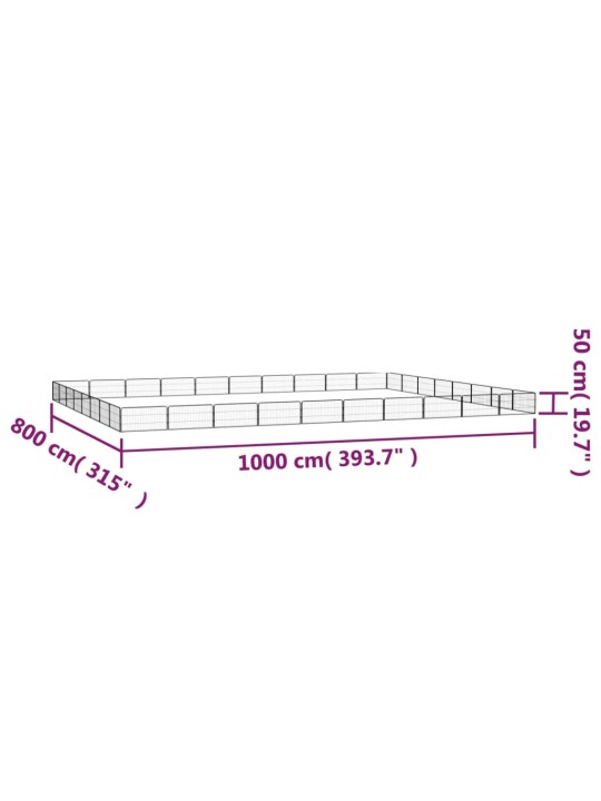 36 paneeliga koera mänguaed must 100x50 cm pulbervärvitud teras