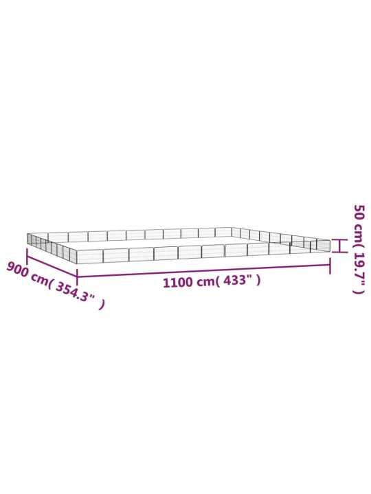 40 paneeliga koera mänguaed must 100x50 cm pulbervärvitud teras