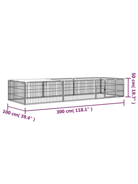 8 paneeliga koera mänguaed must 100x50 cm pulbervärvitud teras