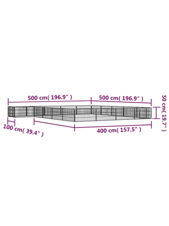 20 paneeliga koera mänguaed must 100x50 cm pulbervärvitud teras