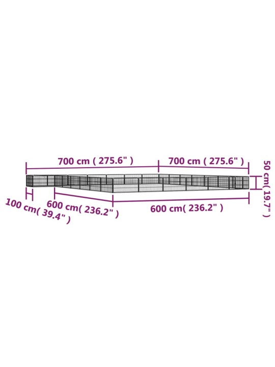 28 paneeliga koera mänguaed must 100x50 cm pulbervärvitud teras