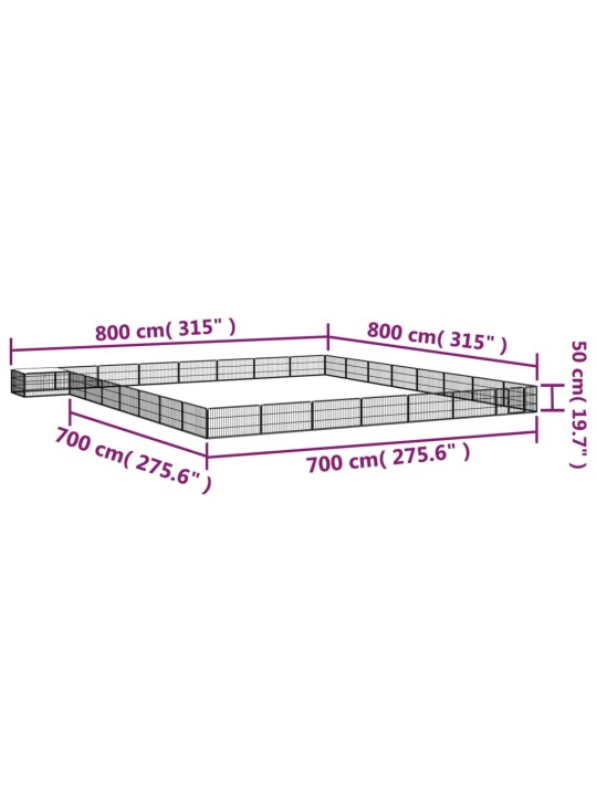 32 paneeliga koera mänguaed must 100x50 cm pulbervärvitud teras