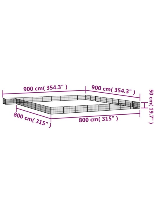 36 paneeliga koera mänguaed must 100x50 cm pulbervärvitud teras