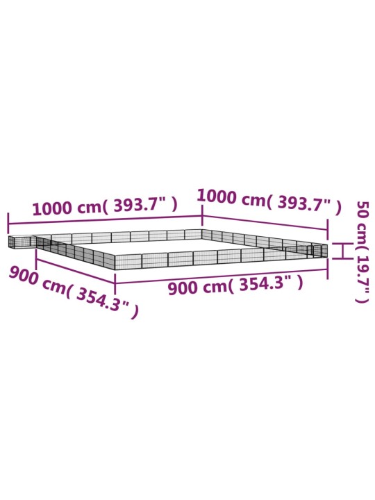 40 paneeliga koera mänguaed must 100x50 cm pulbervärvitud teras