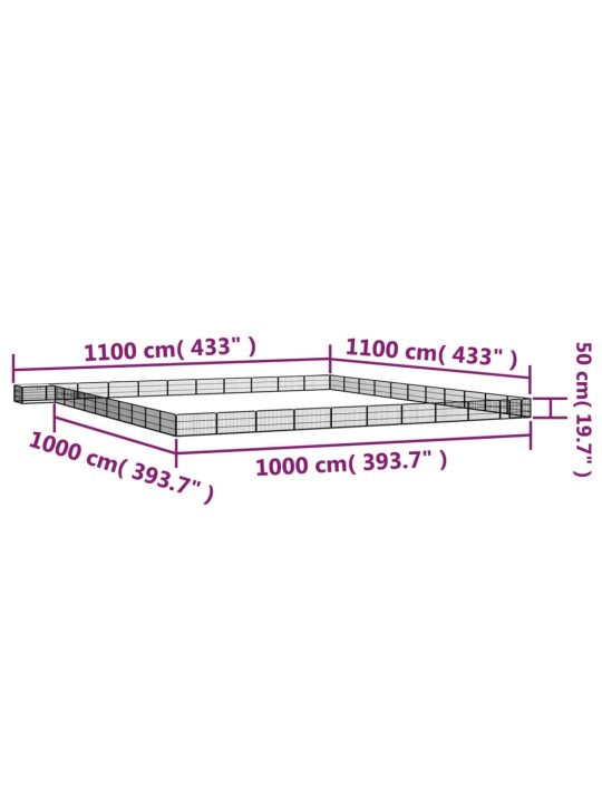 44 paneeliga koera mänguaed must 100x50 cm pulbervärvitud teras