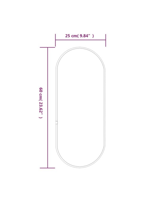 Seinapeegel, hõbedane, 60 x 25 cm, ovaalne