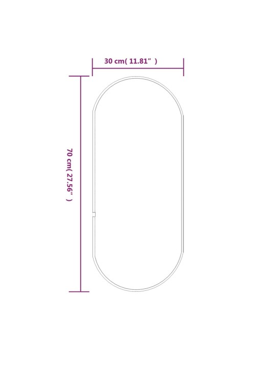Seinapeegel, hõbedane, 70 x 30 cm, ovaalne