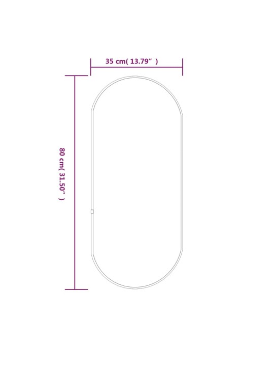 Seinapeegel, hõbedane, 80 x 35 cm, ovaalne
