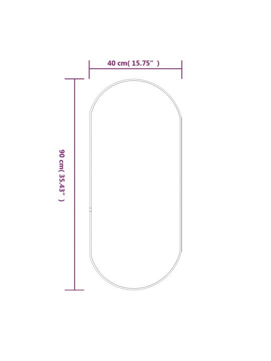 Seinapeegel, hõbedane, 90 x 40 cm, ovaalne