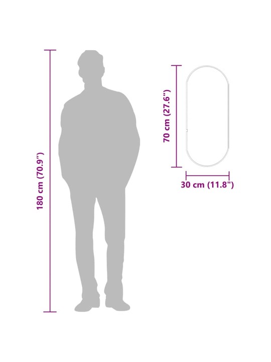 Seinapeegel, kuldne, 70 x 30 cm, ovaalne