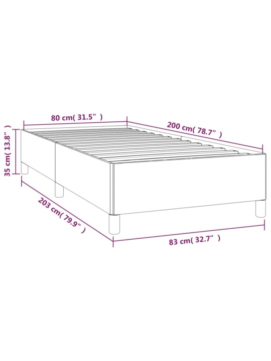 Voodiraam, must, 80x200 cm, samet