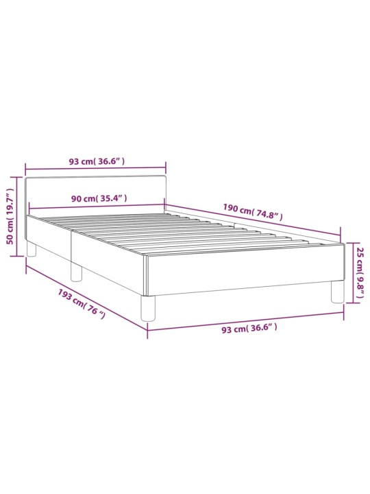 Voodiraam peatsiga ilma madratsita cappuccino 90x190 cm