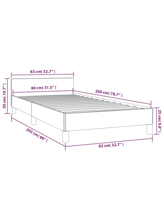 Voodiraam peatsiga, must, 80x200 cm, samet