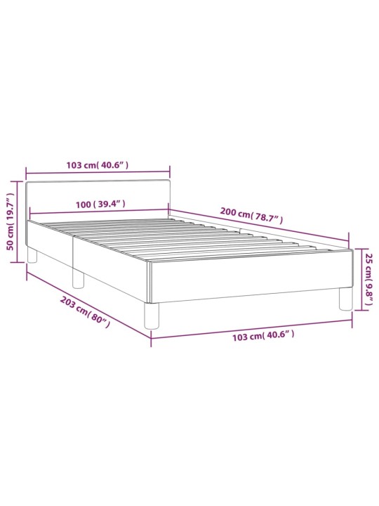 Voodiraam peatsiga, must, 100x200 cm, samet