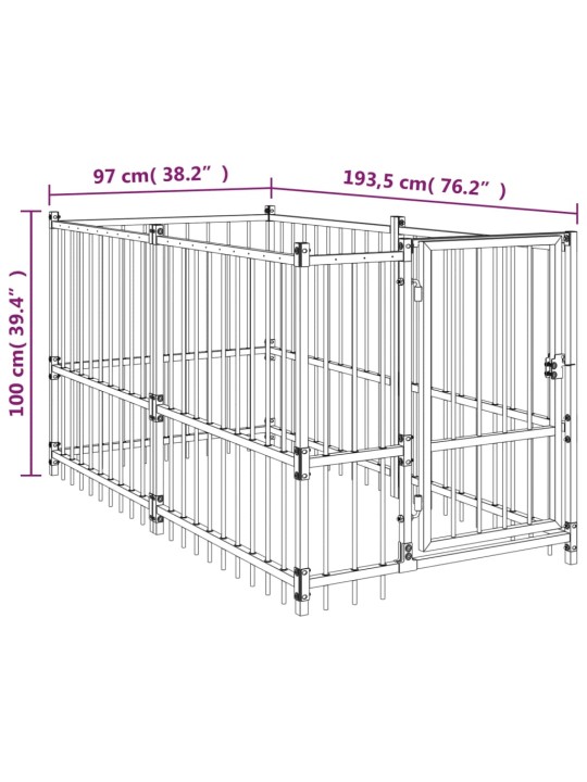 Koeraaedik, must, 193,5 x 97 x 100 cm, teras