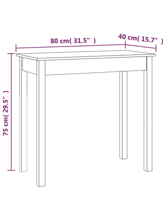 Konsoollaud, 80x40x75 cm, männipuit