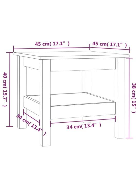 Kohvilaud, valge, 45 x 45 x 40 cm, männipuit