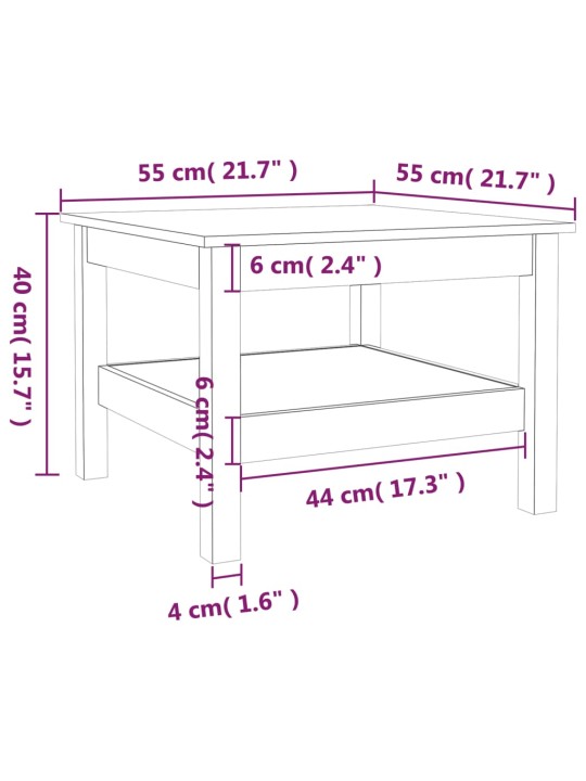 Kohvilaud, valge, 55x55x40 cm, männipuit