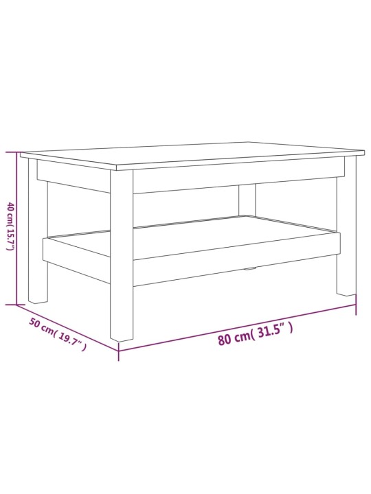 Kohvilaud, valge, 80x50x40 cm, männipuit