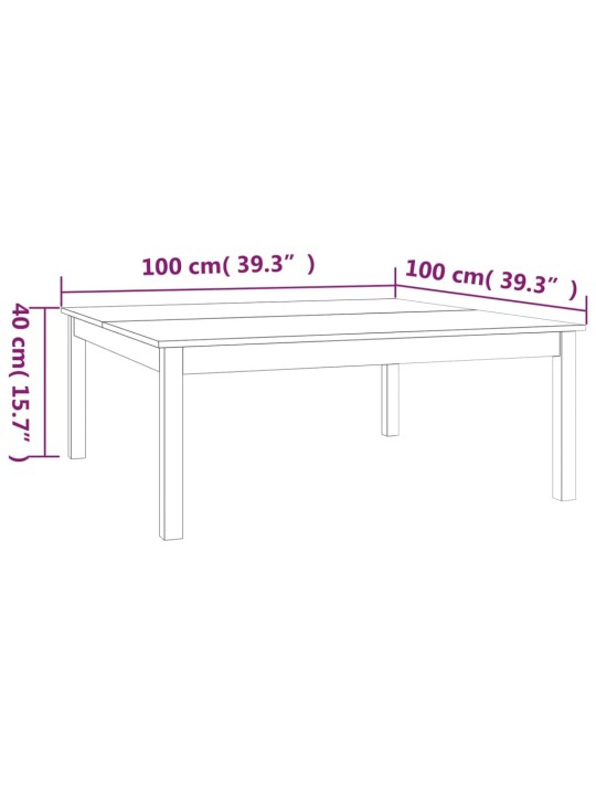 Kohvilaud, hall, 100x100x40 cm, männipuit