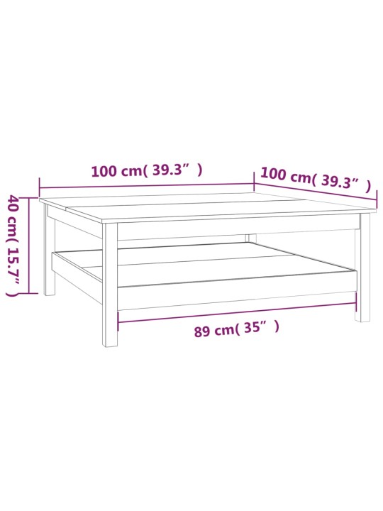 Kohvilaud, 100 x 100 x 40 cm, männipuit