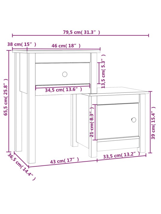 Öökapid 2 tk, 79,5 x 38 x 65,5 cm, männipuit