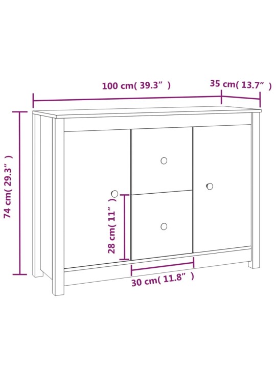 Puhvetkapp, 100 x 35 x 74 cm, täismännipuit