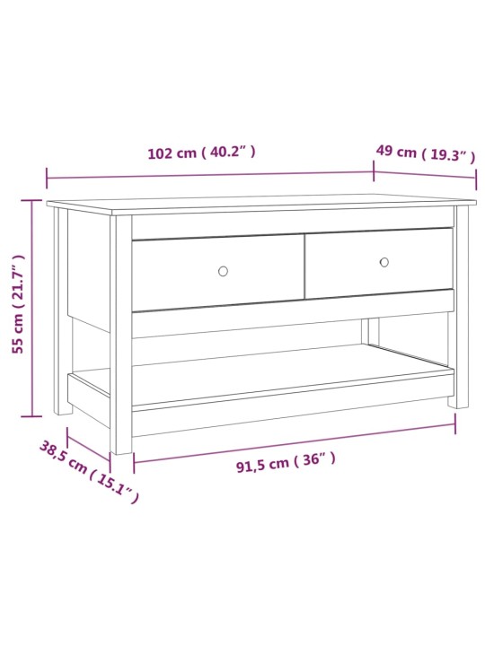 Kohvilaud, hall, 102 x 49 x 55 cm, männipuit