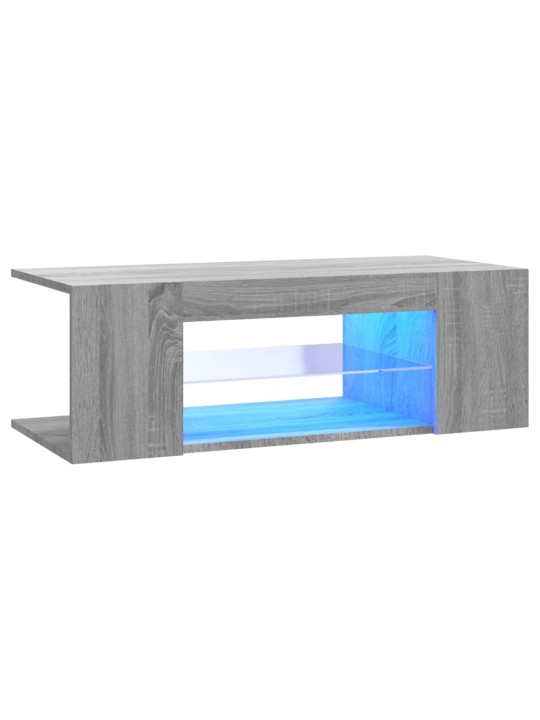 Telerialus LED-tuledega, hall sonoma tamm, 90 x 39 x 30 cm