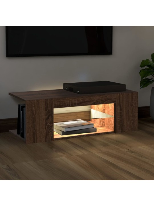 Telerialus LED-tuledega, pruun tamm, 90 x 39 x 30 cm