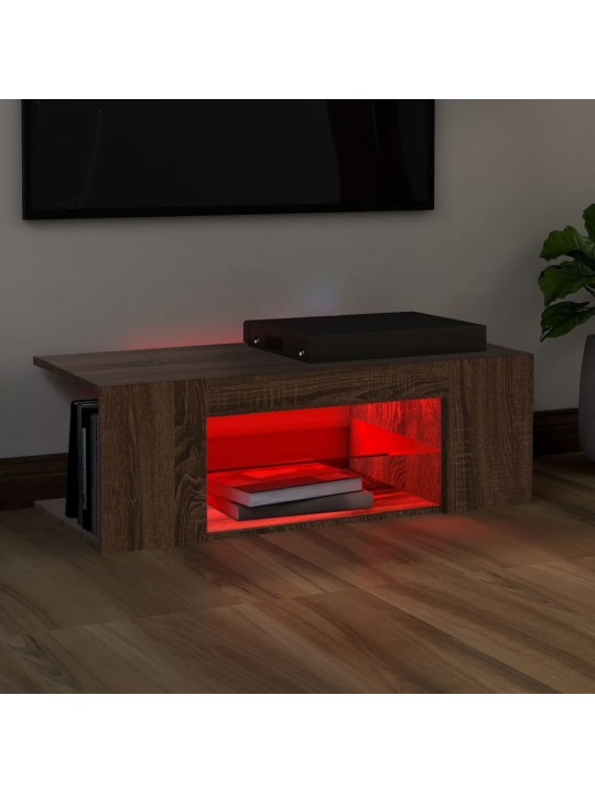 Telerialus LED-tuledega, pruun tamm, 90 x 39 x 30 cm