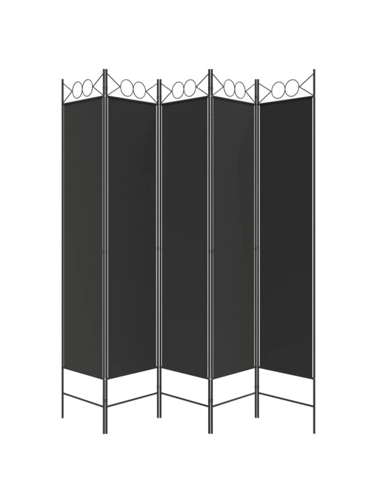 5 paneeliga ruumijagaja, must, 200x200 cm, kangas