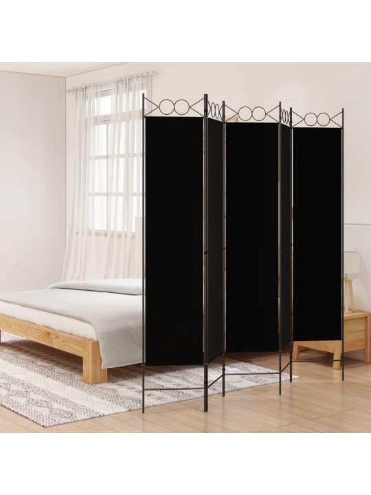 5 paneeliga ruumijagaja, must, 200x200 cm, kangas