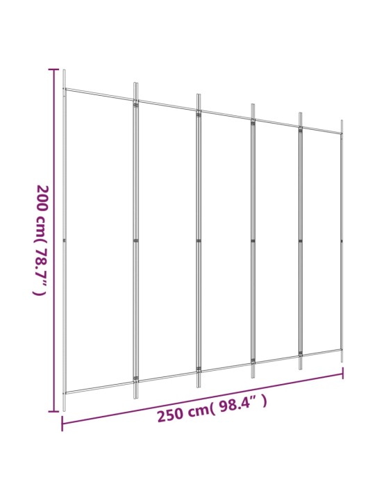 5 paneeliga sirm, pruun, 250x200 cm, kangas