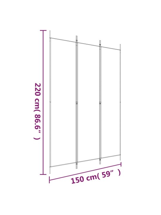 3 paneeliga ruumijagaja, pruun, 150x220 cm, kangas