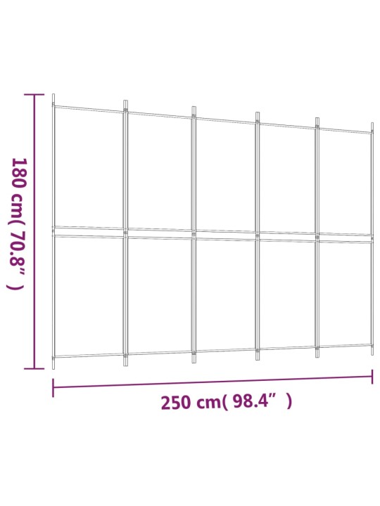 5 paneeliga ruumijagaja, pruun, 250 x 180 cm, kangas