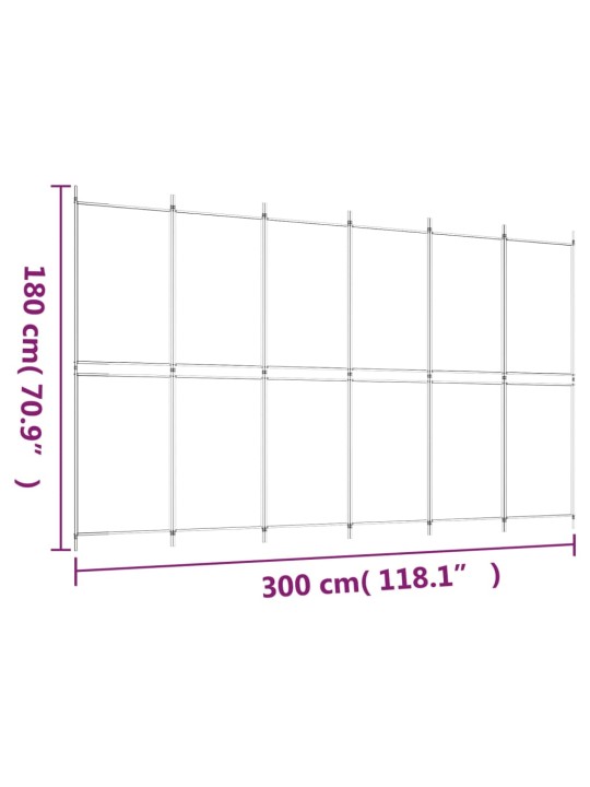 6 paneeliga ruumijagaja, pruun, 300 x 180 cm, kangas