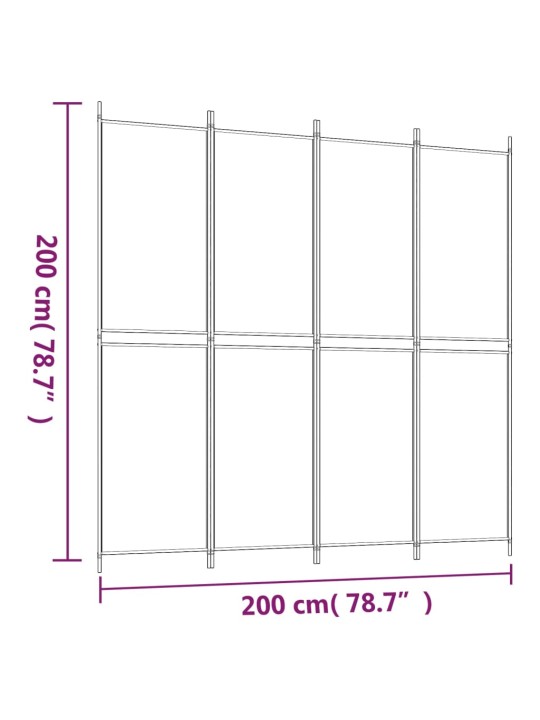 4 paneeliga ruumijagaja, pruun, 200 x 200 cm, kangas