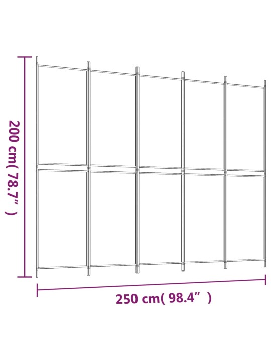 5 paneeliga sirm, pruun, 250x200 cm, kangas