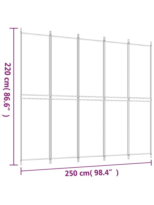 5 paneeliga ruumijagaja, pruun, 250 x 220 cm, kangas