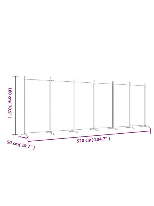 6 paneeliga sirm, valge, 520x180 cm, kangas