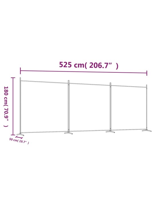 3 paneeliga sirm, valge, 525x180 cm, kangas