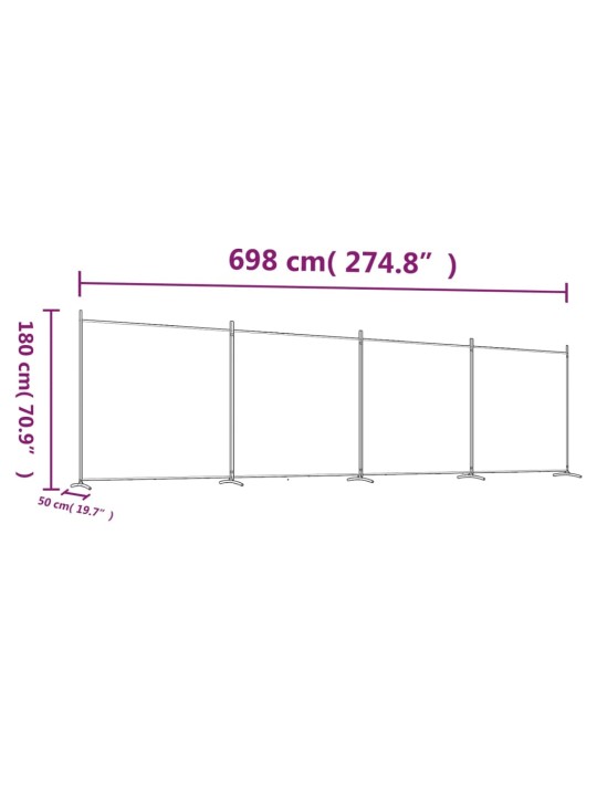 4 paneeliga ruumijagaja, pruun, 698 x 180 cm, kangas