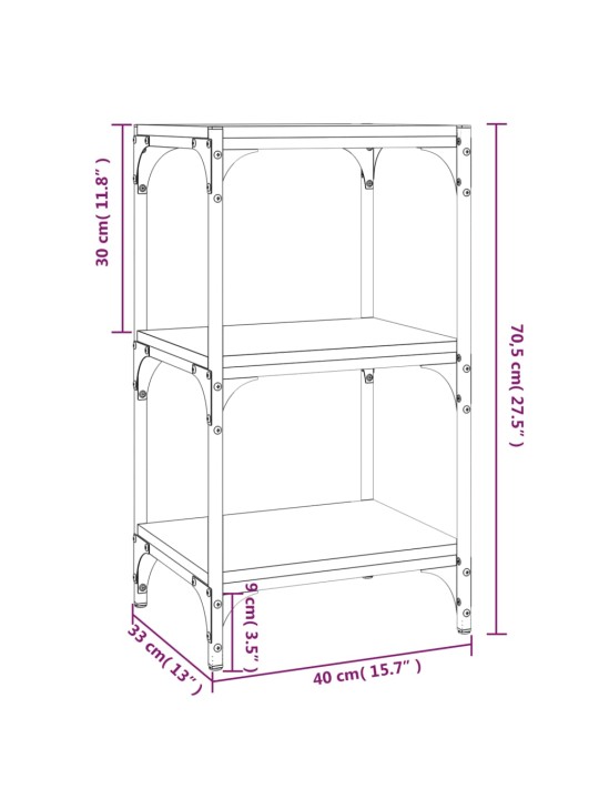 Raamatukapp, suitsutamm, 40 x 33 x 70,5 cm, tehispuit ja teras