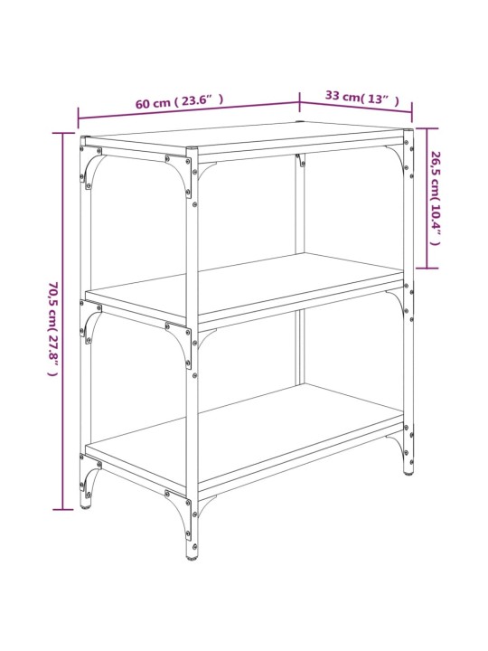 Raamatukapp, suitsutamm, 60 x 33 x 70,5 cm, tehispuit ja teras